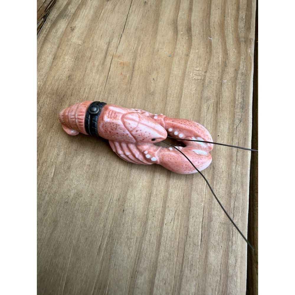 Vintage Mini 3" LOBSTER Porcelain Hinged Trinket Box PHB Midwest